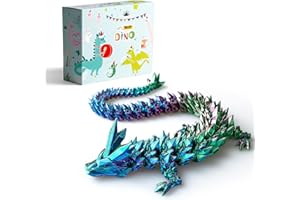 LEWELLRY 3D Printed Dragon Toys, 3D Printed Fidget Toys, Dragon Fidget Toy, Articulated Dragon, Home Office Decor Executive Desk Toys (Blue-Red-Green)
