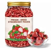 8oz Premium Freeze Dried Strawberry Pieces, 100% Natural Frozen Dried Strawberries, Crispy Real Fruit Snack - Lightly Flavored, Perfect for Yogurt Toppings, Cereal, Baking