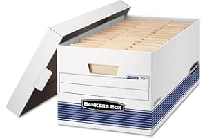 Bankers Box STOR/File Medium-Duty Storage Boxes, FastFold, Lift-Off Lid, Letter, 4 Pack (0070104)