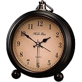 Hdisha Vintage Alarm Clock, 5" Silent Non Ticking Snooze Analog Small Clock | Battery Operated Old Fashioned Desk Clock Decor with Night Light for Bedroom, Bedside, Living Room, Room, Gift Clock (Arabic)