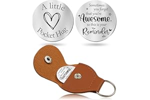 OUMILAN Pocket Hug Token Gifts for Men Boyfriend Girlfriend Inspirational Gift for Son Daughter Brother with Leather Keychain