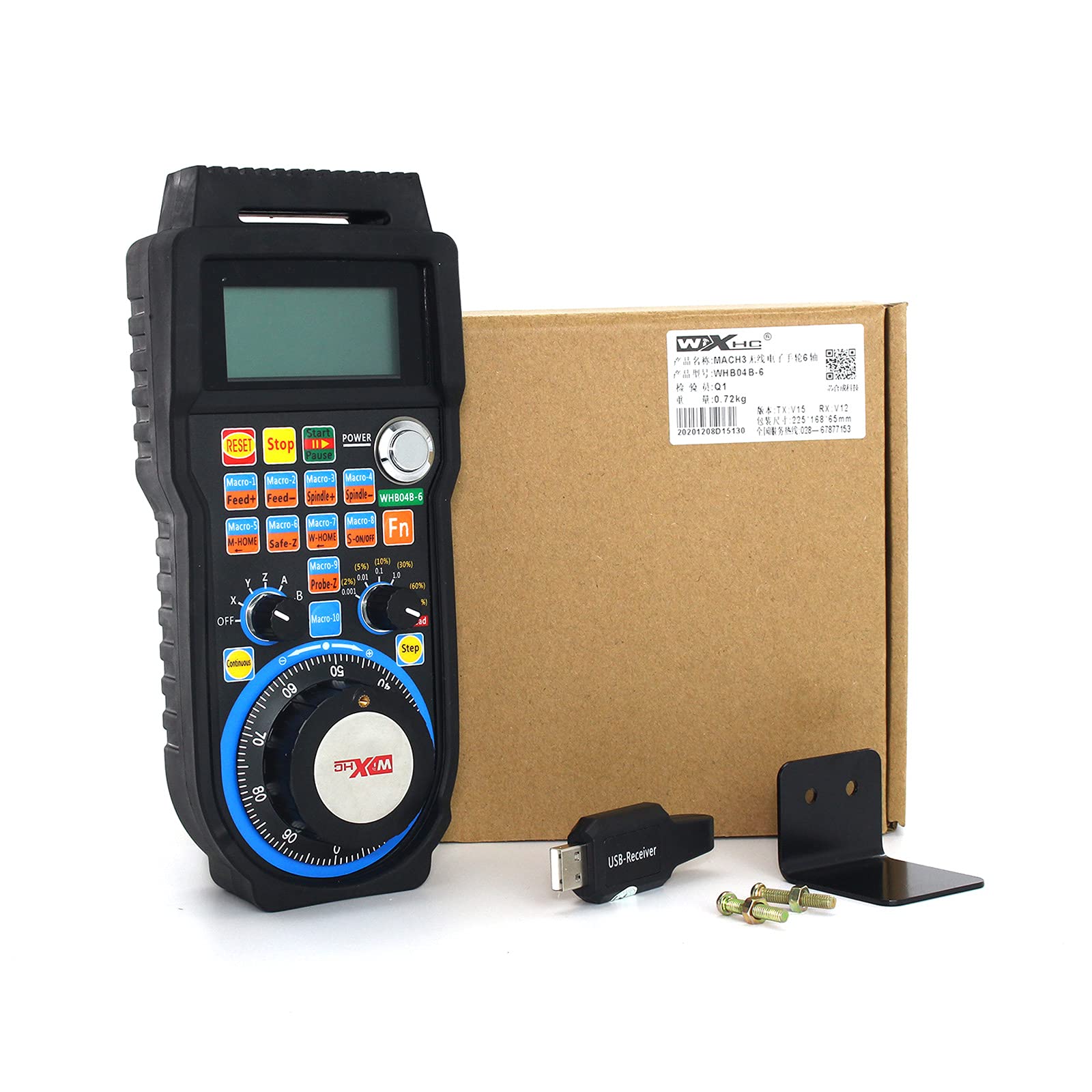 RATTMMOTOR 6 Axis Wireless Handwheel Remote Control MPG Pendant CNC Handwheel Manual Pulse Generator for Engraving/Milling Machine(WHB06B)