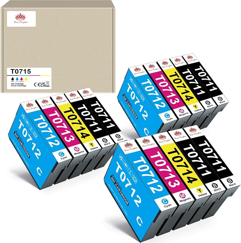 Toner Kingdom T0715 Ink Cartridges for Epson Stylus SX Series 15 Pack