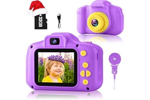 GKTZ Toys for Girls Age 3-8, Kids Camera Digital Video Toddler Camera Children Camcorder Birthday Gifts for 3 4 5 6 7 8 Year Old Girls with 32GB SD Card - Purple