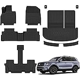 SHINJEW Floor Mats Compatible with 2020-2025 Kia Telluride,All Weather TPE Car Floor Liners Custom Fit for Kia Telluride Accessories,3 Rows Floor Mats & Backrest mats & Trunk mat for Kia Telluride