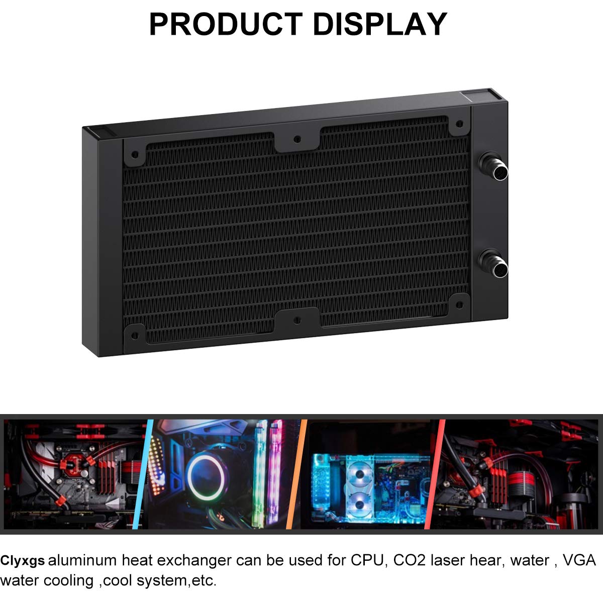Clyxgs Radiatore Per Raffreddamento Ad Acqua 240mm – 12 Tubi In Alluminio, 275x240x37mm, Con Ventola DC12V – Per PC CPU, VGA, Laser, Industriale