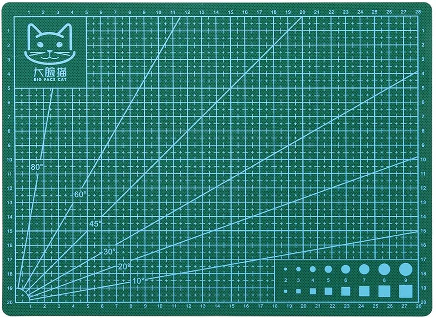 Cutting Mat A4, Self Healing Cutting Mat for Sewing, Writing, Craft Paper Carving, Double Sided Craft Mat 12X 9 Inches(Green)