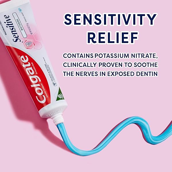 COLGATE WHITENING TOOTHPASTE FOR SENSITIVE TEETH, ENAMEL REPAIR AND CAVITY PROTECTION, FRESH MINT GEL, 6 OZ (PACK OF 3)