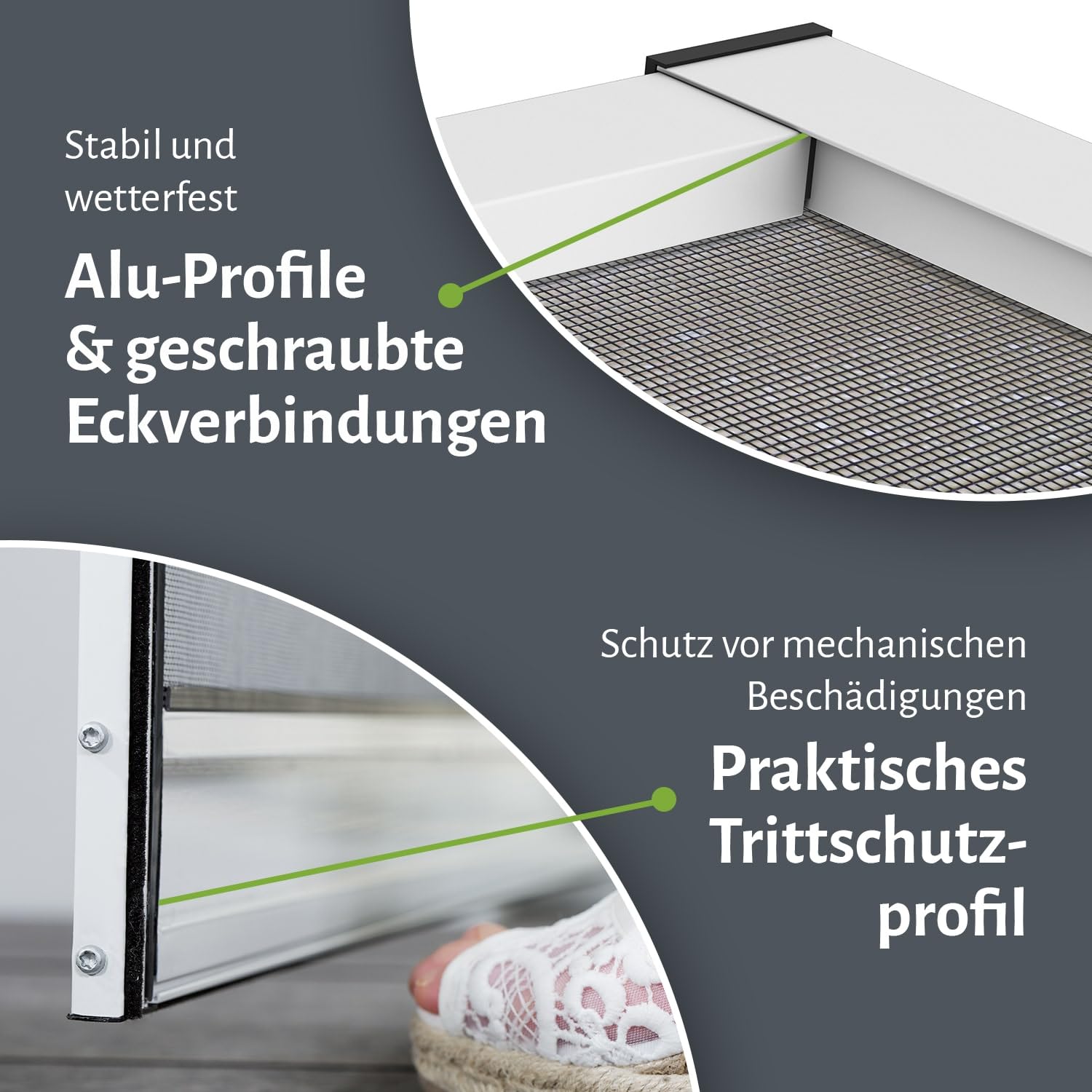 empasa Insektenschutz Fliegengitter Tür Alurahmen MASTER SLIM PLUS, individuell zuschneidbar, als Selbstbausatz, Farbe: weiß, Größe: 100 x 210 cm 4