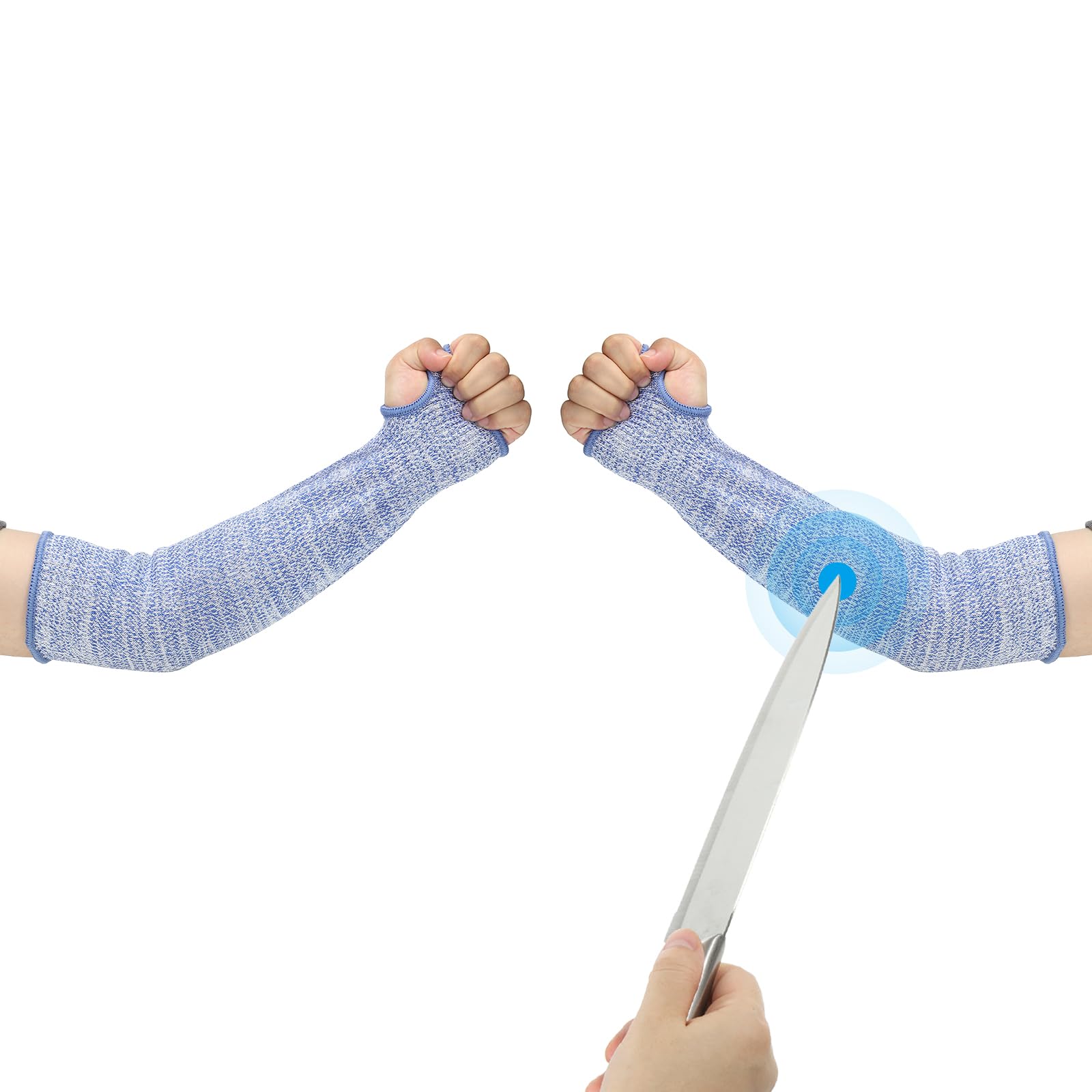 PATIKIL 16 Inch Cut Resistant Sleeve, 1Pair Arm Safety Protectors Sleeves with Thumb Hole Level 5 Protection Forearm Guard Sleeves for Thin Skin and Bruising, L, Blue — image 1