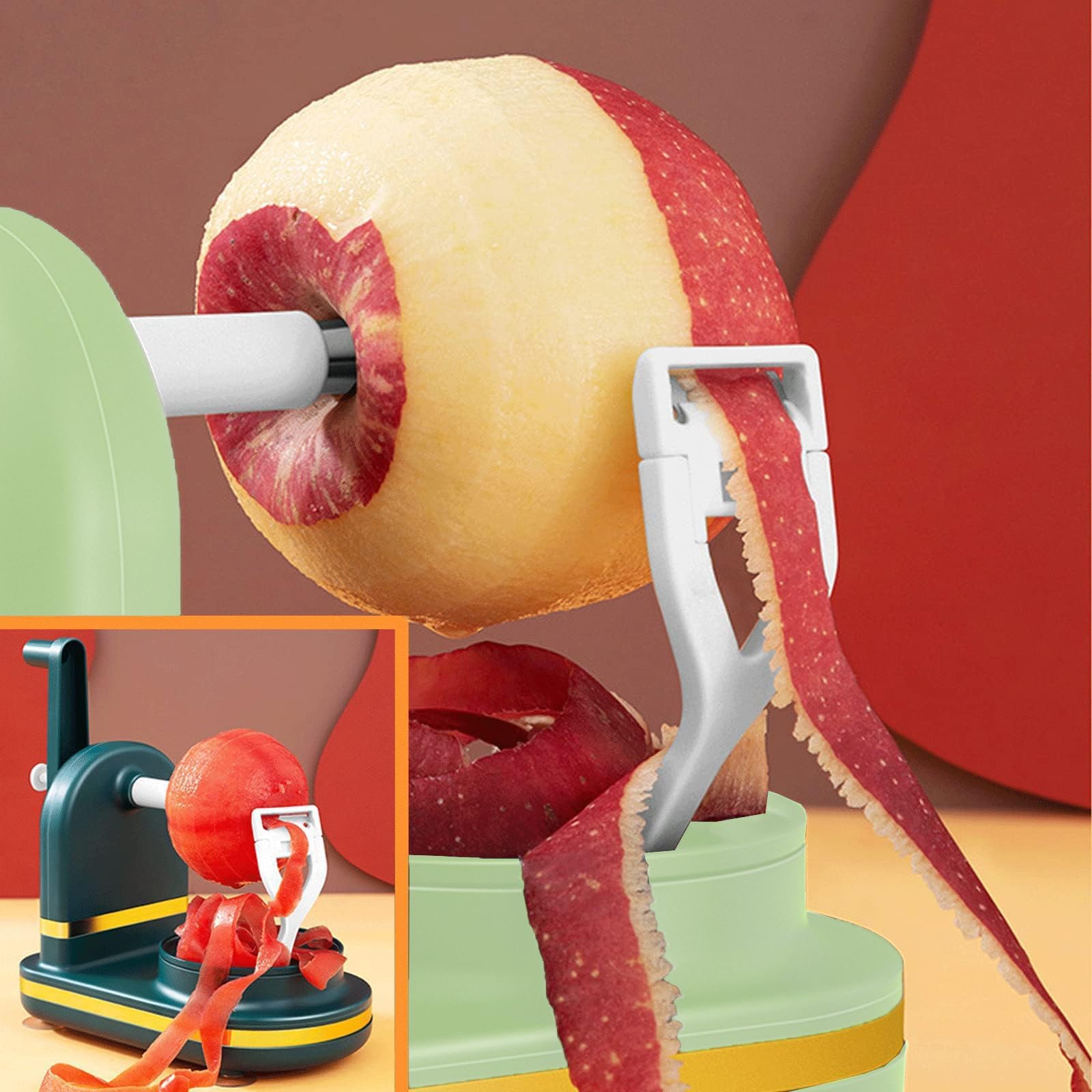 Apfelschäler, Kartoffelschäler, Gemüse- und Obstschäler, Kartoffelschälmaschine, Apfelschälmaschine 3 in 1 für das Schneiden (Hellgrün) 4