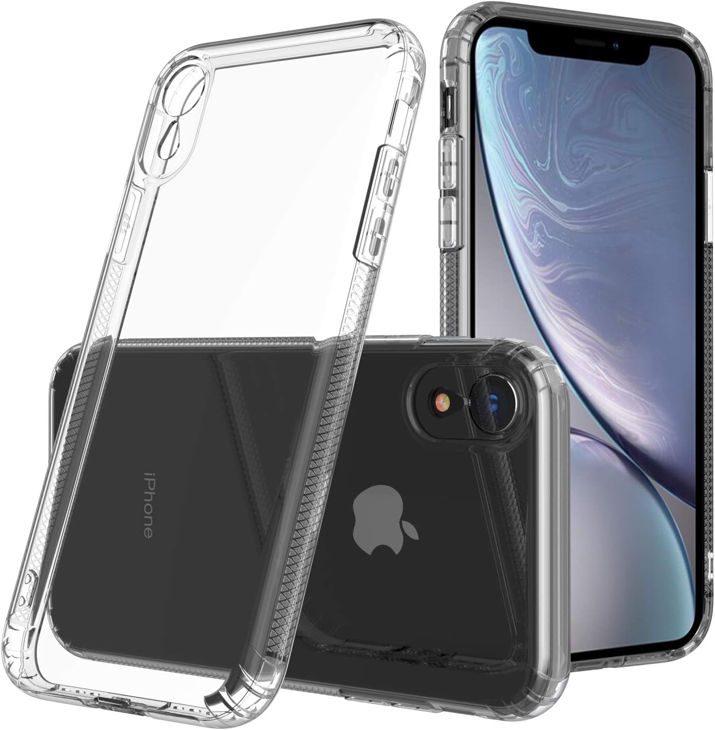Clear Case for iPhone XR 6.1"(2018 Release),GREATRULY Slim Ultra Protective iPhone XR Case, Crystal Transparent Shockproof Soft Thin TPU Bumper Nice Grip Silicone Phone Cover Shell,Clear Grain Frame