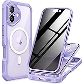seacosmo for iPhone 17 Case, Full Body Bumper with Built-in Tempered Glass Privacy Screen Protector and Camera Lens Protection, Compatible with MagSafe, Shockproof 17 Phone Case, 6.3", Light Purple