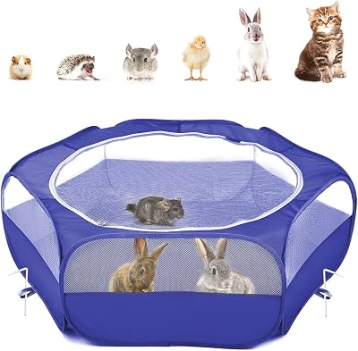 Pawaboo Small Animals Playpen Indigo Waterproof Pet Cage Tent with 3 Metal Rods