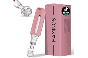 HAMINOS Derma roller with Reservoir for Lips, Skin, Hair, Wrinkles, Stretch Marks, Hyperpigmentation INSTANT SERUM APPLICATION, 105 Titanium Needles 0.25 mm