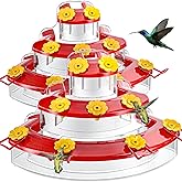 Birdream 2 Pack Window Hummingbird Feeders 18oz, 9 Feeding Ports & Brush Cake Design Hummingbird Feeder, Attracting Ruby Throated Anna Rufous - Red