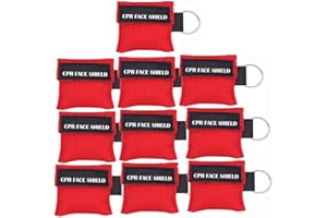 LSIKA-Z 10pcs CPR Face Shield Mask Keychain Keying CPR Face Shields Pocket Mask (Red-10)