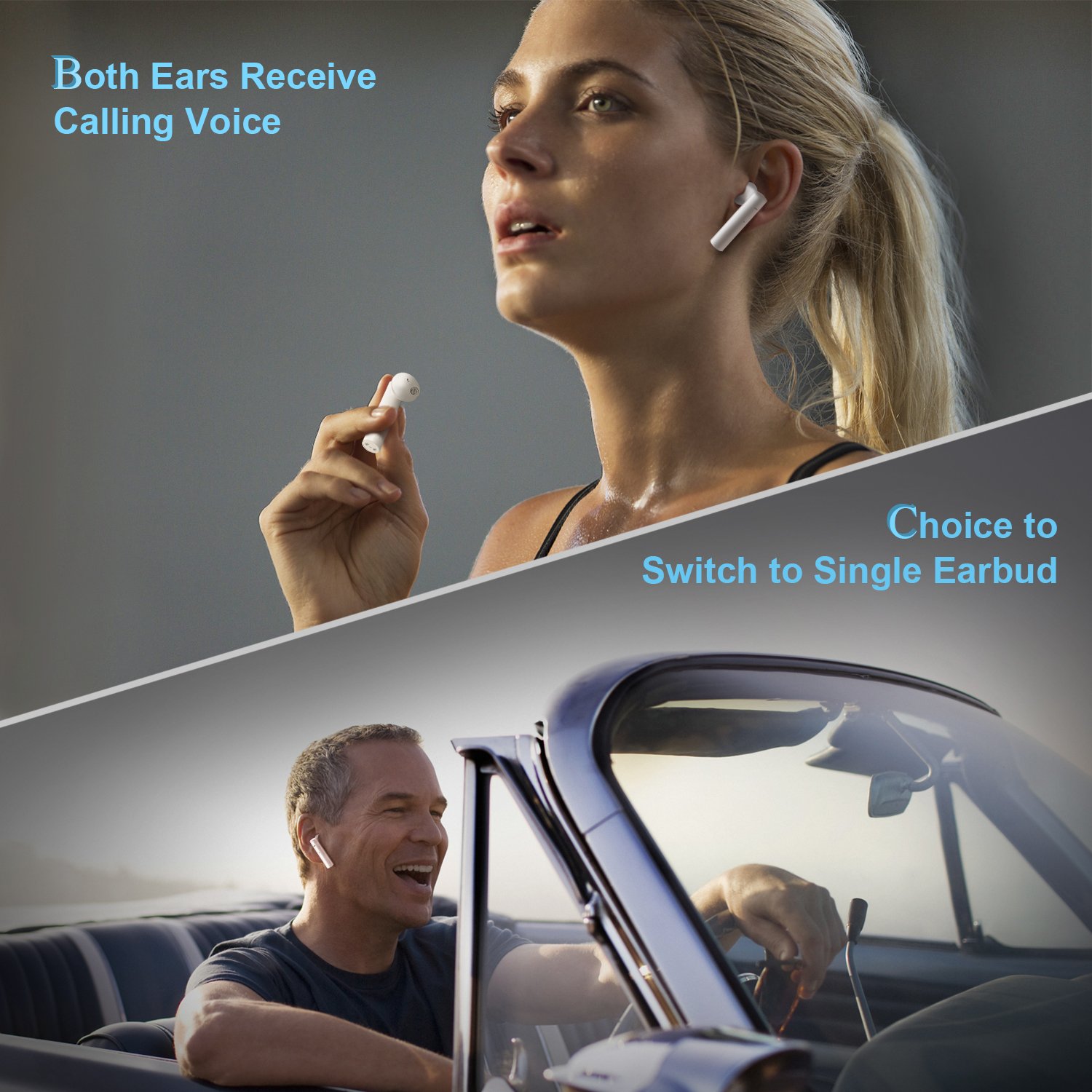 True Wireless Earbuds ICEtek Bluetooth In-Ear Headphones with Built-In Mic & Charging Case for iPhone iPad Android Phones Devices, White Stylish Sweat Proof for Sports (True Wireless Earbuds)