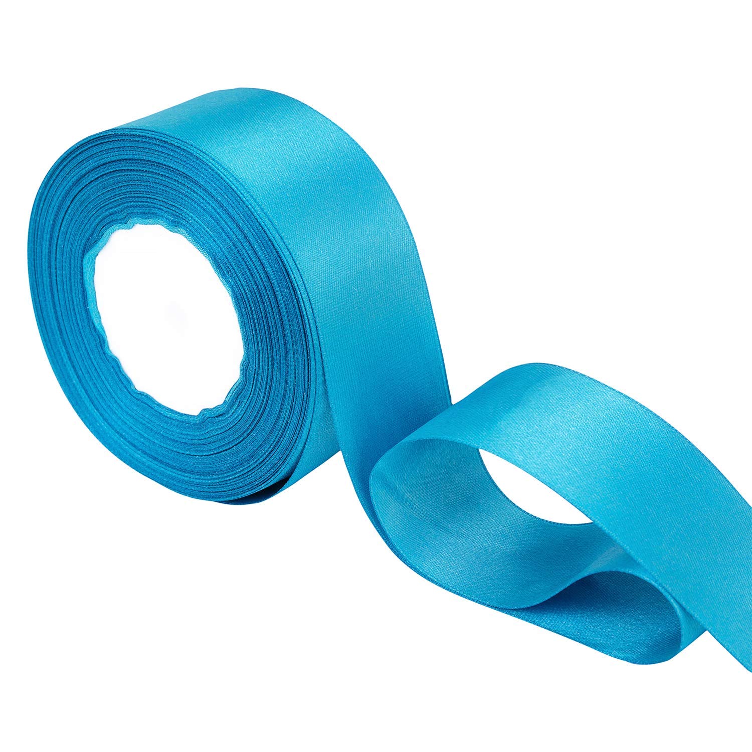Trimming Shop 23mm Double Sided Satin Ribbon 25 Metres Roll - 100% Polyester Craft Ribbon for Gift Wrapping, Bow Making, Sewing, Wedding Decoration, Hair Accessories & DIY Crafts, Turquoise Blue
