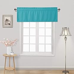 DWCN Turquoise Valance for Kitchen Window Solid Rod