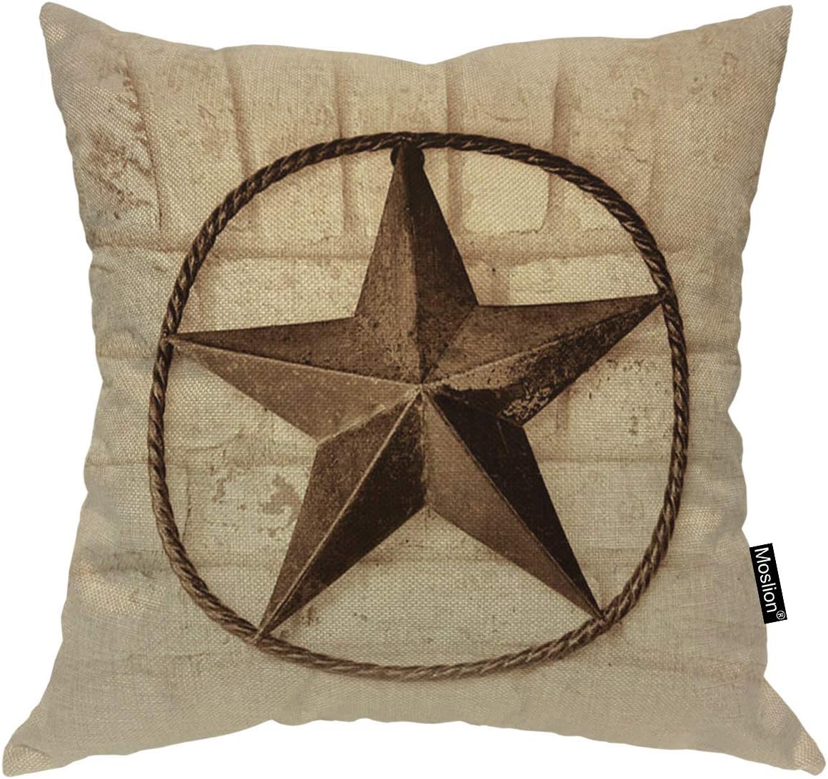 Amazon Com Moslion Throw Pillow Cover Texas Star 18x18 Inch