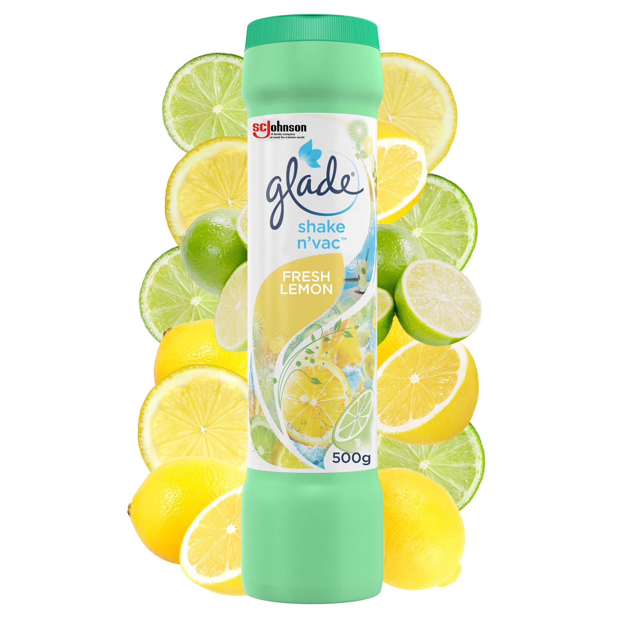 Glade Shake n'vac Carpet Freshener & Odour Neutraliser, Fresh Lemon, Pack of 12 (12 x 500g)