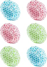 OWill 6 Pcs Shower Caps for Women Waterproof Reusable 28cm Elastic Band view 1