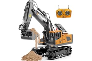 ID Gerilla Remote Control Excavator Toy, Present for Boys 4 5 6 7 8 9 10 11 12 13 Year Old, RC Construction Toys with Metal S