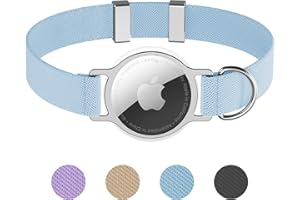 ZOWPET AirTag Cat Collar,Ultra Elastic Cat Tracker Collar with Apple Air Tag Holder, [Lightweight][Scratch Resistant] Stepless Adjustable GPS Pet Collar for Cats Kittens (Blue)
