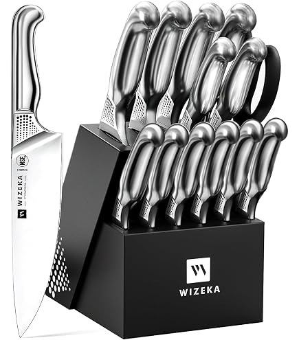Amazon.com: WIZEKA 15-Piece knife set, High Carbon Stainless Steel