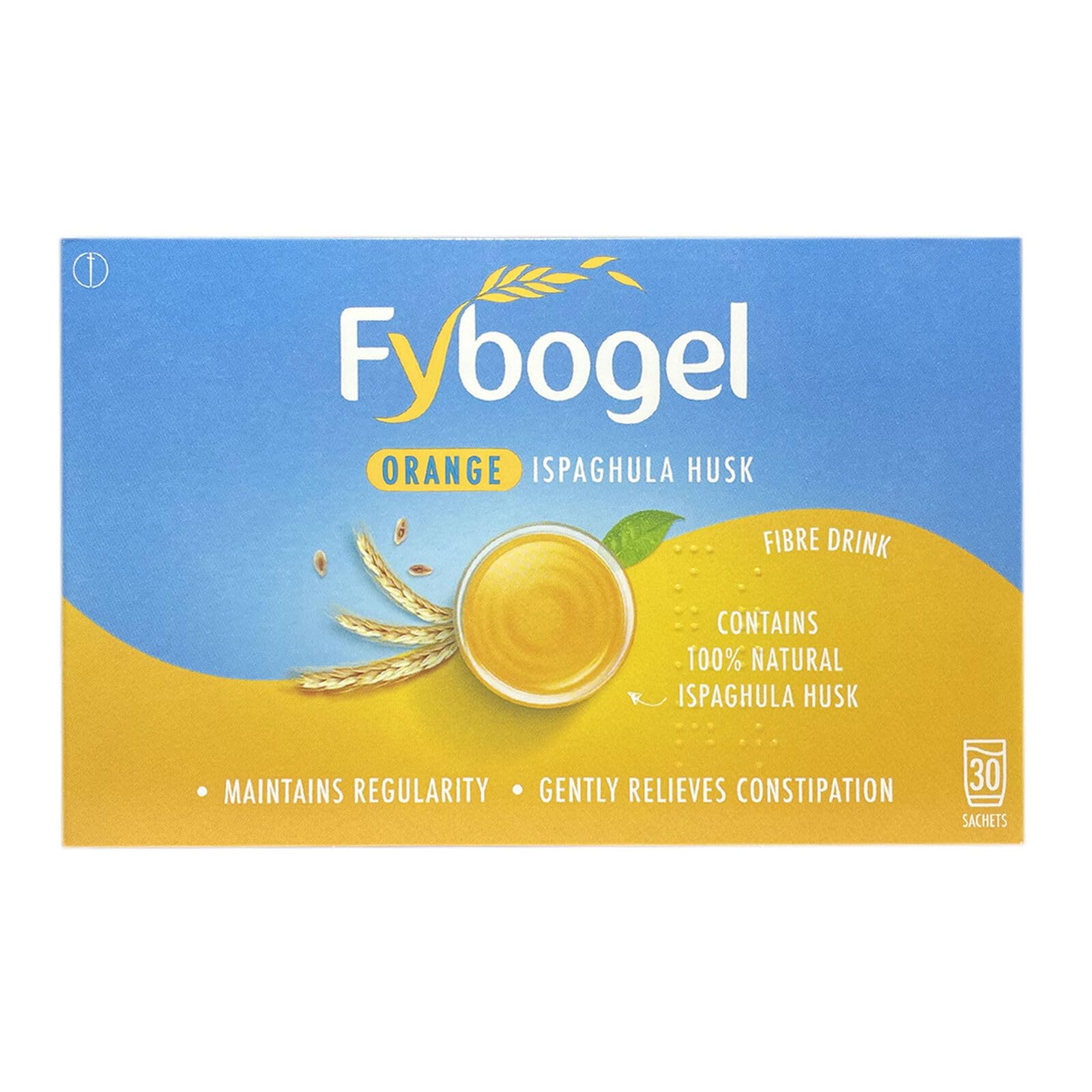 Fybogel Orange 3 Pack - Natural Laxative for Gentle Constipation Relief, 90 Total Sachets, Effective Digestive Aid, Easy-to-Use Fiber Supplement, Promotes Regularity