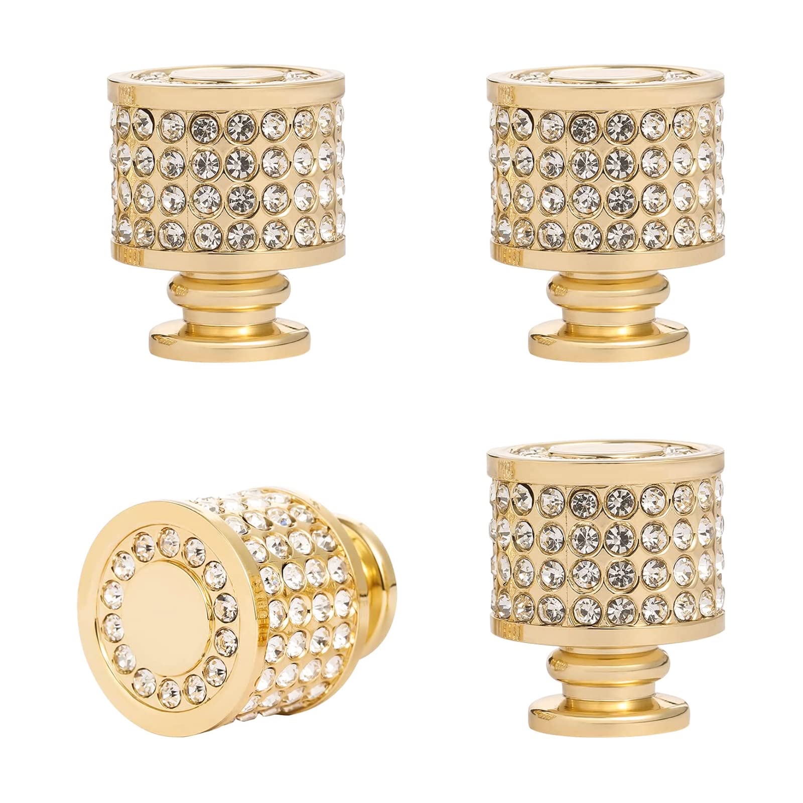 MOROBOR Rhinestone Drawer Knob, 4pcs Zinc Alloy Gold Cabinet Knobs Imitation Diamond Wardrobe Door knobs Round for Kitchen Bathroom Drawer โ image 1