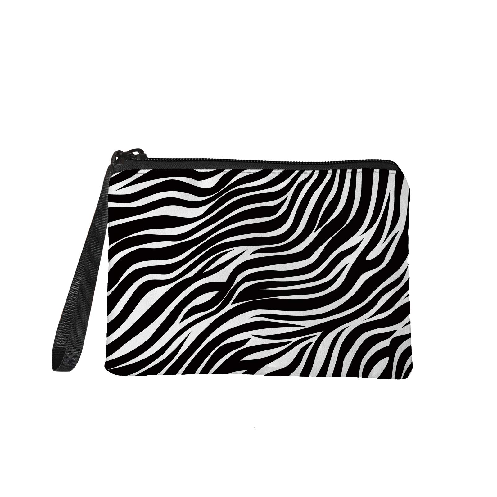 Wanyint White Zebra Coin Purse for Daily, Mini Handbag Make Up Pouch, Portable Pencil Case Change Cash Bags Credit Card Holder