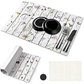 Foldable Diatomaceous Earth Stone Bath Mat – Super Absorbent & Quick Dry 24x16 Inch, Non-Slip Bathroom Mats with Floral Pattern – Large Drying Mats for Bathroom, Kitchen Counter & Bathtub