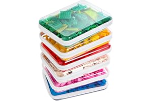 CoiiJoii Zippered Pouch Hard, Clear Zippered Hard Pouch, Stackable Storage Bins, Portable Clear Bin Zipper (White, Large-6pcs)