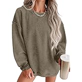ONLYSTORY Womens Sweatshirts Casual Cored Corduroy Pullover Tops Oversized Long Sleeve Crewneck Shirts