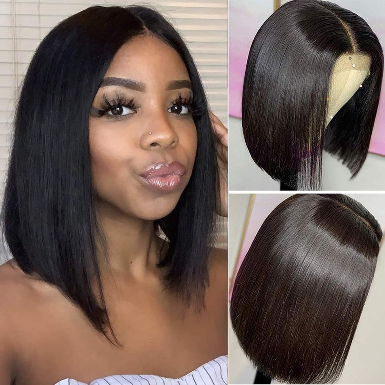 human hair lace front bob wigs
