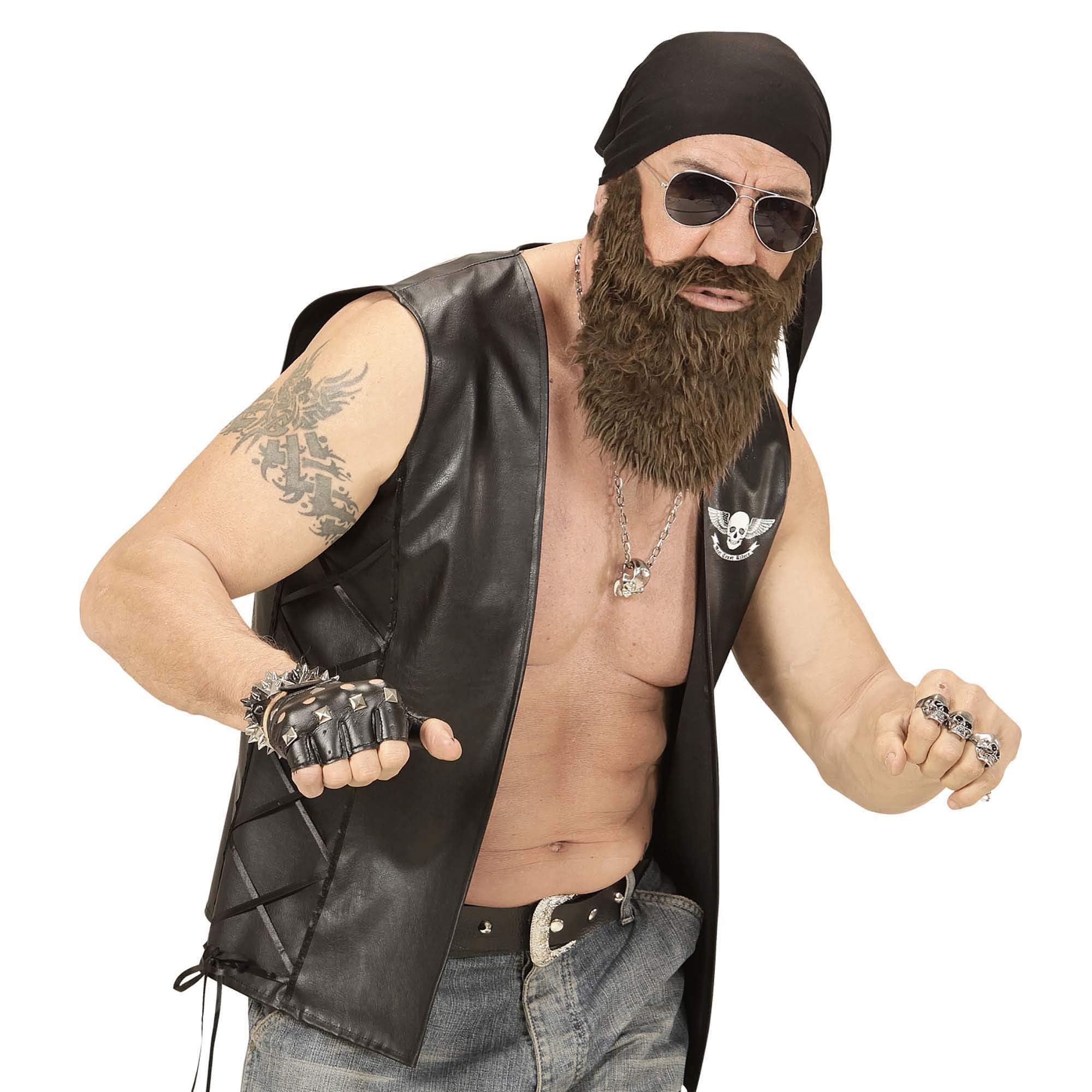 Widmann Outlaw Biker Bandana and Beard Fancy Dress