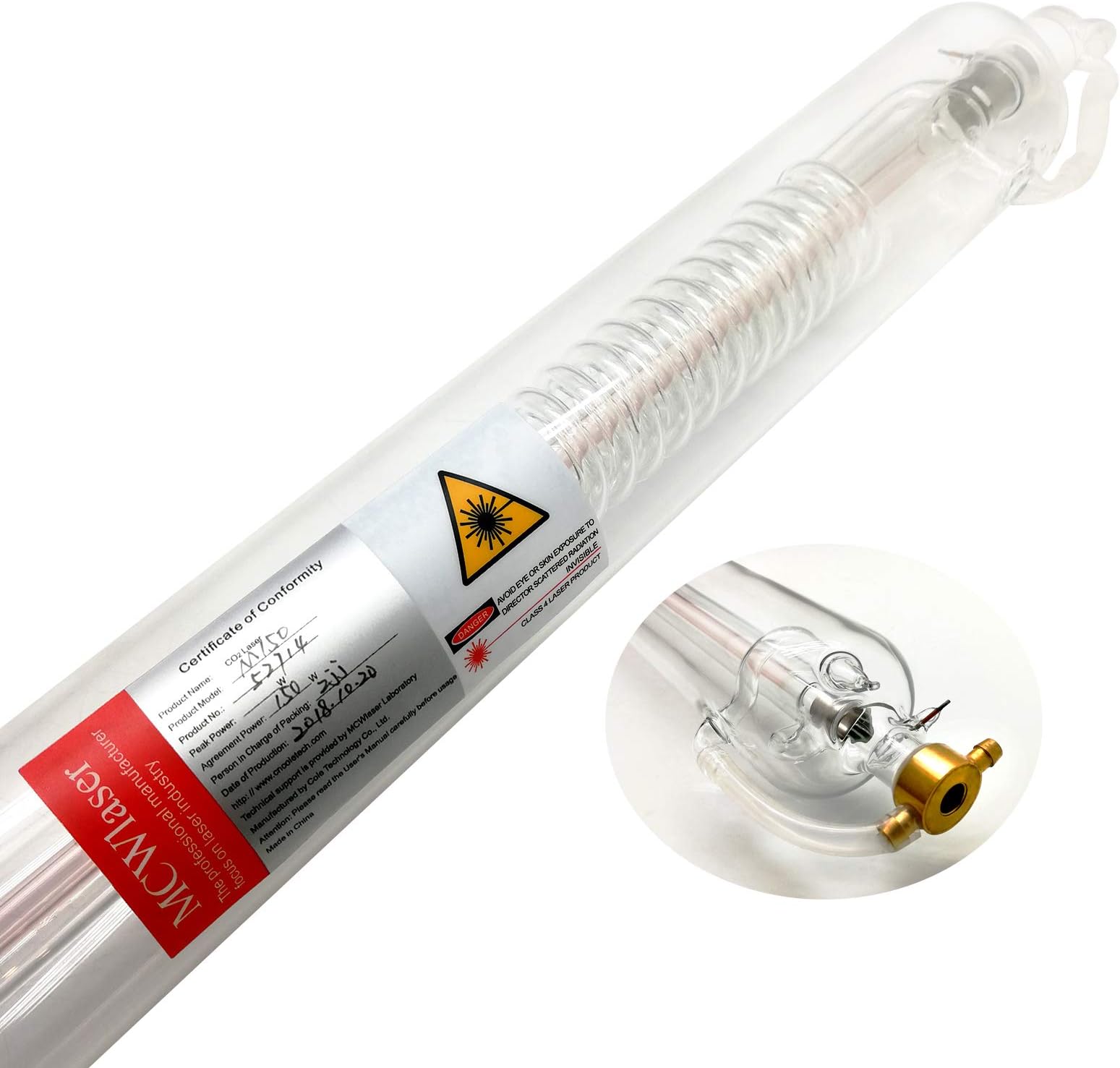 MCWlaser 150W Laser Tube Actual 150W-180W Length 1800mm Dia 80mm for CO2 Laser Engraver Cutting Machine;8000 Hours;10 Months Warranty
