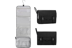 Relavel Travel Hanging Toiletry Bag for Men Women Travel Kit Shaving Bag Waterproof Large Makeup Bag Wash Bag Makeup Organizer Cosmetic Case for Bathroom Shower Black