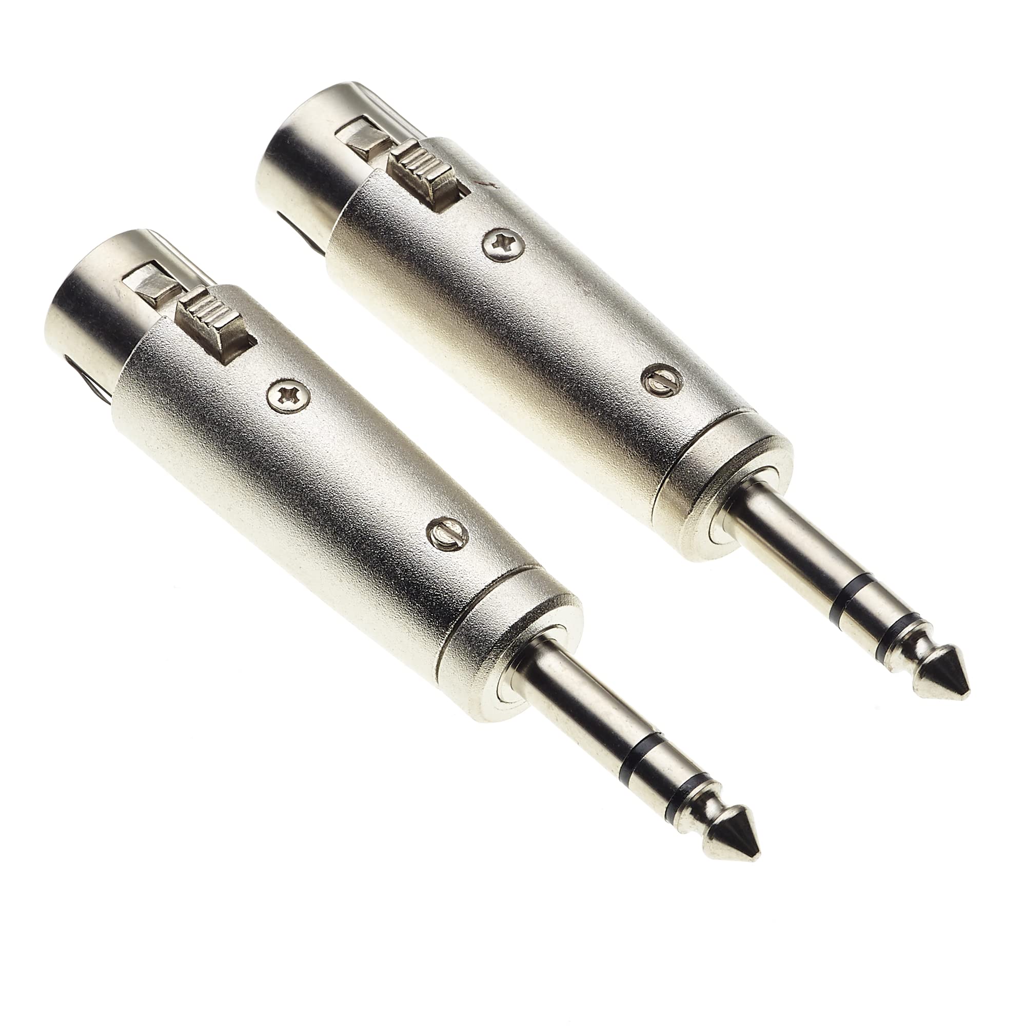 Keple 3 Pin XLR Female Socket to 6.35mm 1/4" Inch Mono Jack Plug Adaptor, Pack of 2