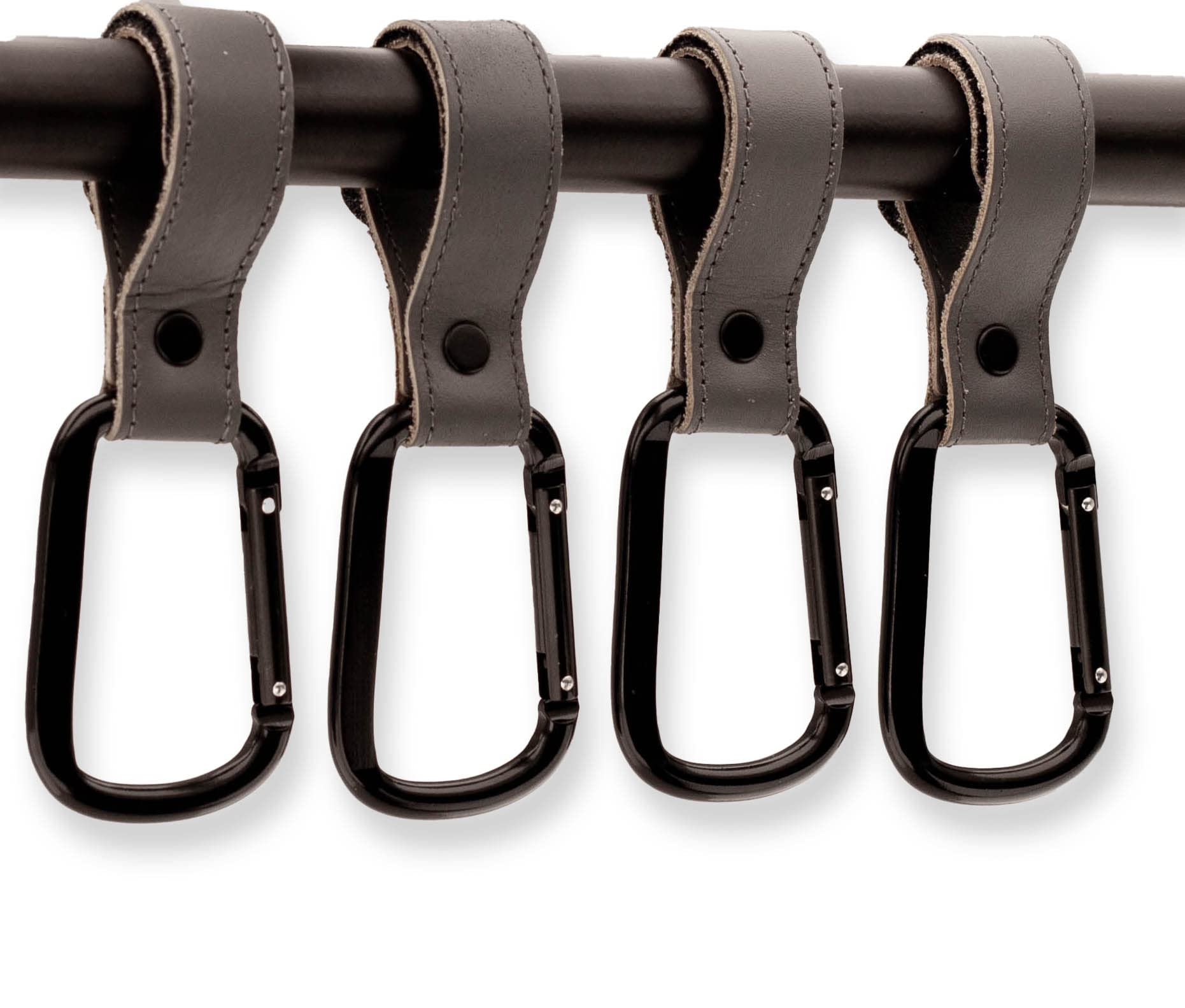 Brute Strength - Multifunctional Hook - Grey 4X - Pram Hook for Changing Bags - Velcro Fastening - Pram Hook Bag Hook, Pendant, Carabiner Hook for Handbags