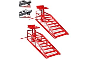 Heavy-Duty 5-Ton Hydraulic Car Ramps, Adjustable 9.3-14 Inch Lift Height with Anti-Slip Design & Locking Chain for Cars, SUVs