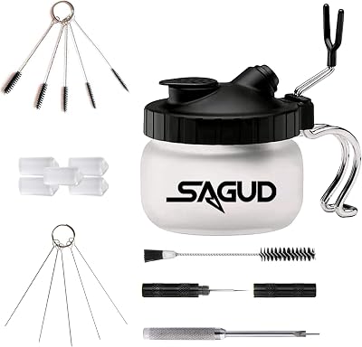 SAGUD Airbrush Cleaning Kit with Glass Pot and Brush/Nylon Needle Sets