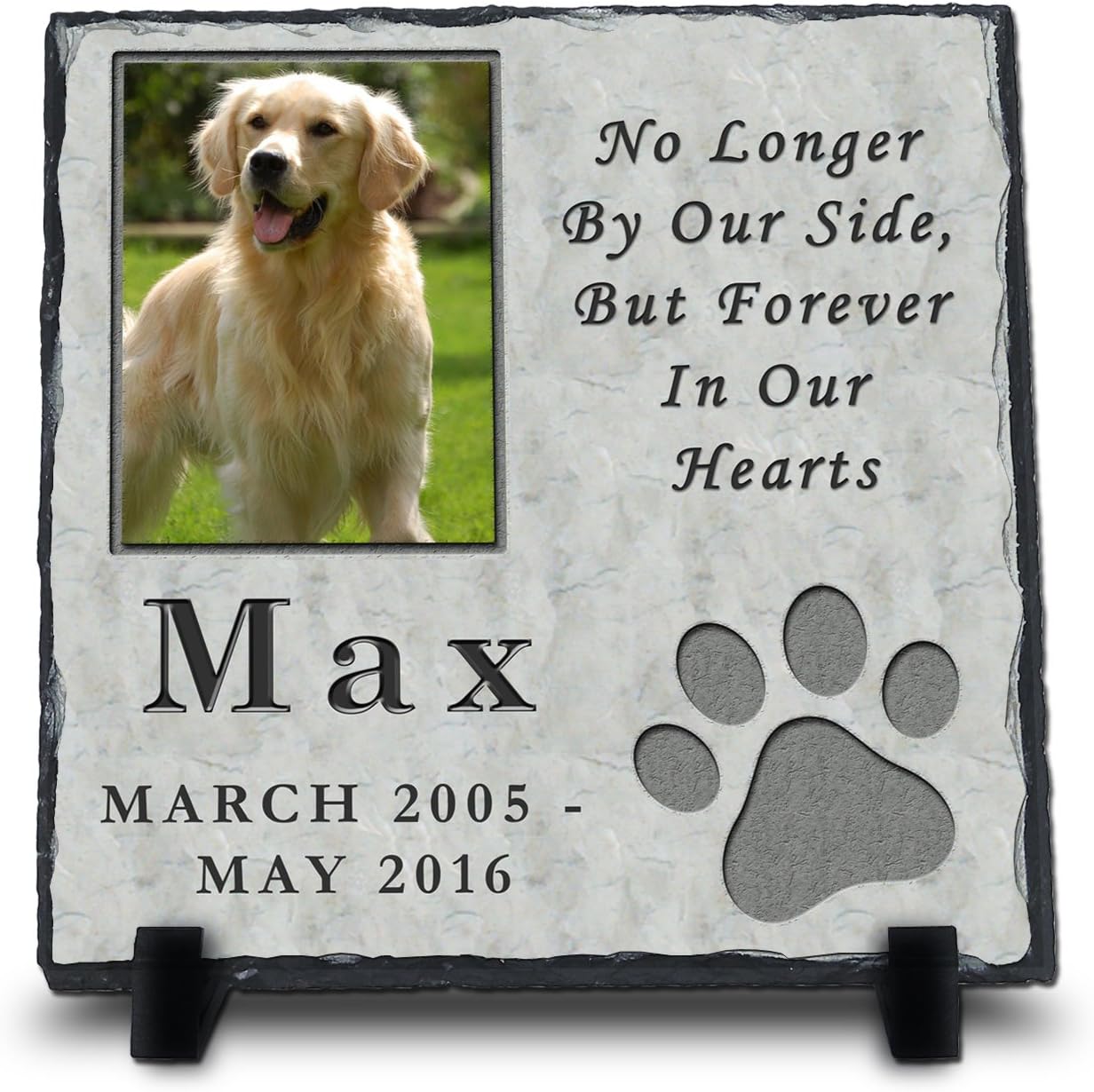 InspiraGifts Custom Pet Memorial Stone | Pet Remembrance | Personalized Dog or Cat Photo Slate