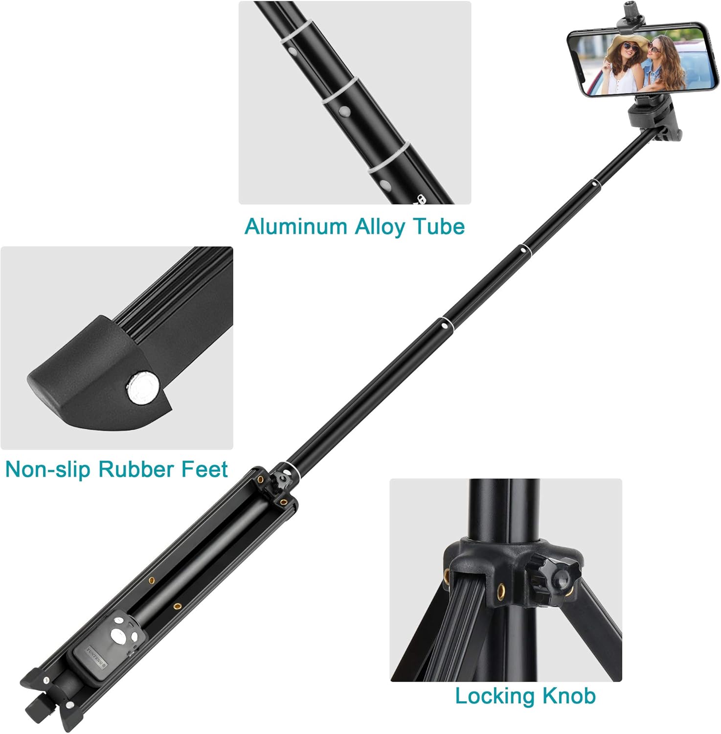 Selfie Stick Tripod, Eocean 54'' Extendable Selfie Stick with Phone Tripod Stand & Wireless Remote for iPhone SE 11 Pro Max X 8 7 6 Galaxy Note 9 Android, Perfect for Live Stream/Vlog, Lightweight