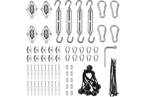 Unicaravan Shade Sail Hardware Kit 6 inch turnbuckles for Triangle Rectangle Sun Shade Sail Outdoor Installation turnbuckles for Cables Wire for Outdoor,Garden,Kitchen,Craft,118PCS