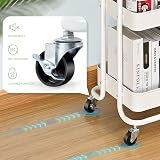 Urackify 3-Tier Metal Rolling Storage Cart with Plastic Top - White view 4