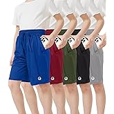 OCYMA 5 Pack Boys Athletic Shorts with Pockets Active Youth Basketball Shorts Quick Dry Kids Gym Soccer Shorts