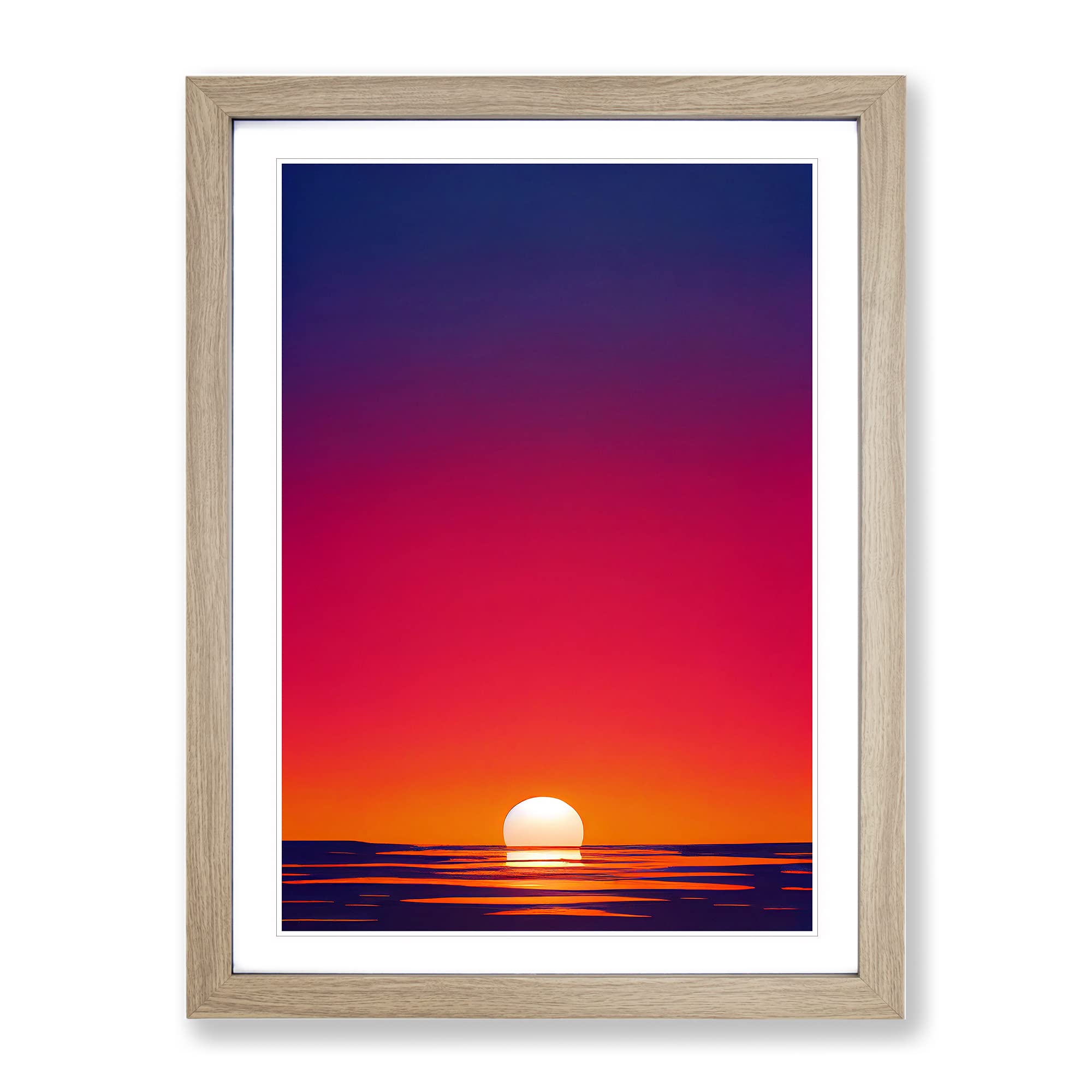 Stellar Ocean Sunset Framed Print | A3 Oak Framed Wall Art | Ready to Hang | Modern Nautical Picture | Living Room Bedroom Lounge Office